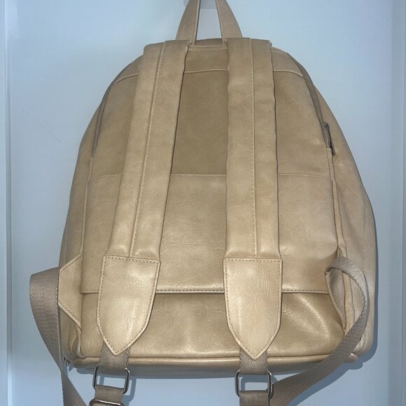 BEIS - The 2-in-1 Faux Leather Backpack In Beige - Picture 9 of 16